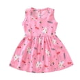 thumbnail image 1 of Toddler Kids Girls Summer Sleeveless for Tank Dress Cute Cartoon Fruit Floral Print Round Neck Button Back Princess Sund, 1 of 10