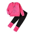 thumbnail image 1 of Toddler Kids Girls Sweatpants Set 2 Piece Outfits Sets Winter Cute Cartoon Fleece Hoodie And Pants Outfit And Outdoor Activities Casual Pants Set 3-4 Years, 1 of 8