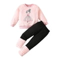 thumbnail image 1 of Toddler Kids Girls Sweatpants Set 2 Piece Outfits Sets Winter Cute Cartoon Fleece Hoodie And Pants Outfit And Outdoor Activities Casual Pants Set 4-5 Years, 1 of 9