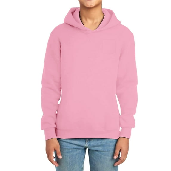 Wuxian Toddler Kids Girls Sweatshirt Fashion Hoodies Pullover Solid Long Sleeve Tops Active Athletic Lightweight Sweater With Front Pockets Winter Warm Sweatshirts,Pink,4-5 Years