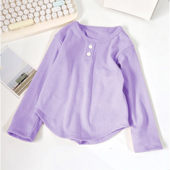 Toddler Kids Girls T Shirts Long Sleeve Cozy Crewneck Top For Autumn Knit Tee Casual Summer Tees 12-18 Months