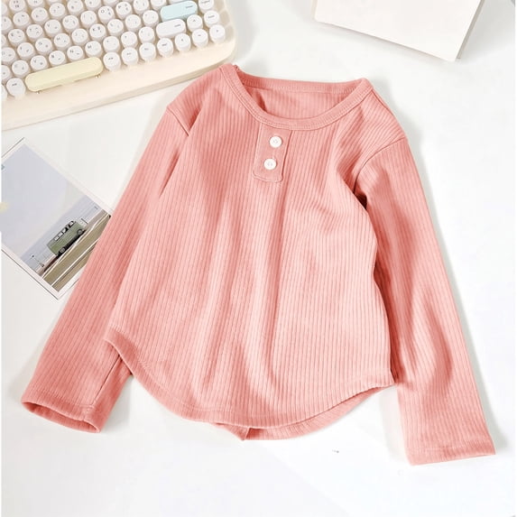 Toddler Kids Girls T Shirts Long Sleeve Cozy Crewneck Top For Autumn Knit Tee Casual Summer Tees 7-8 Years