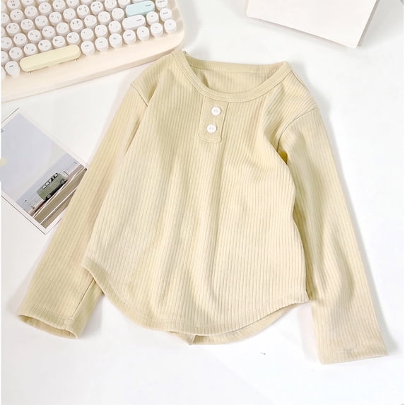 Toddler Kids Girls T Shirts Long Sleeve Cozy Crewneck Top For Autumn Knit Tee Casual Summer Tees 7-8 Years