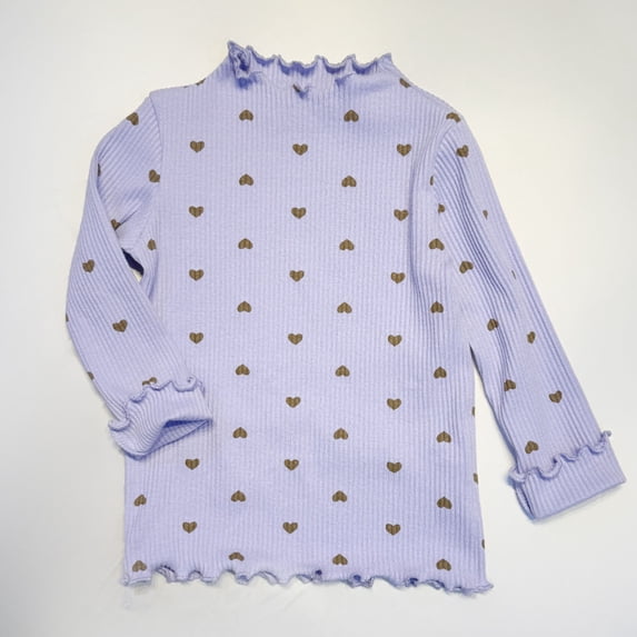Toddler Kids Girls T Shirts Long Sleeve Soft Thermal Top Heart Print For Winter Warmth Layering Casual Loose Tops 3-4 Years