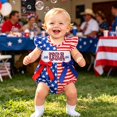 thumbnail image 1 of Toddler Kids Girls T Shirts Short Sleeve Denim Shorts Bottoms Casual Casual Summer Tees 6-12 Months, 1 of 4