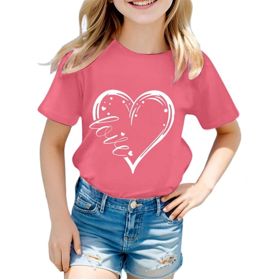 Toddler Kids Girls T Shirts Short Sleeve Fashion Casual Letter Crewneck Shirts Top Casual Loose Tops 0-1 Years