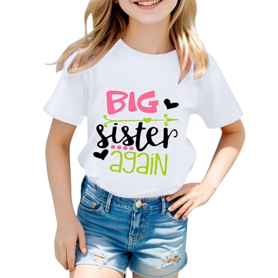 Toddler Kids Girls T Shirts Short Sleeve Fashion Casual Letter Crewneck Shirts Top Tshirt Tops 10-11 Years
