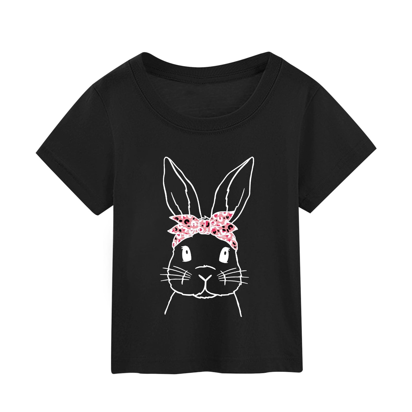 Toddler Kids Girls Tshirts Easter Day Cartoon Bunny Print Short Sleeve