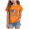 thumbnail image 1 of Toddler Kids Girls USA 250th Anniversary T Shirt Cute Patriotic American Flag Print Short Sleeve Tops Lightweight Casual Tee for 1776-2026 America 250 Years Gibobby,5-6 Years,Orange, 1 of 5