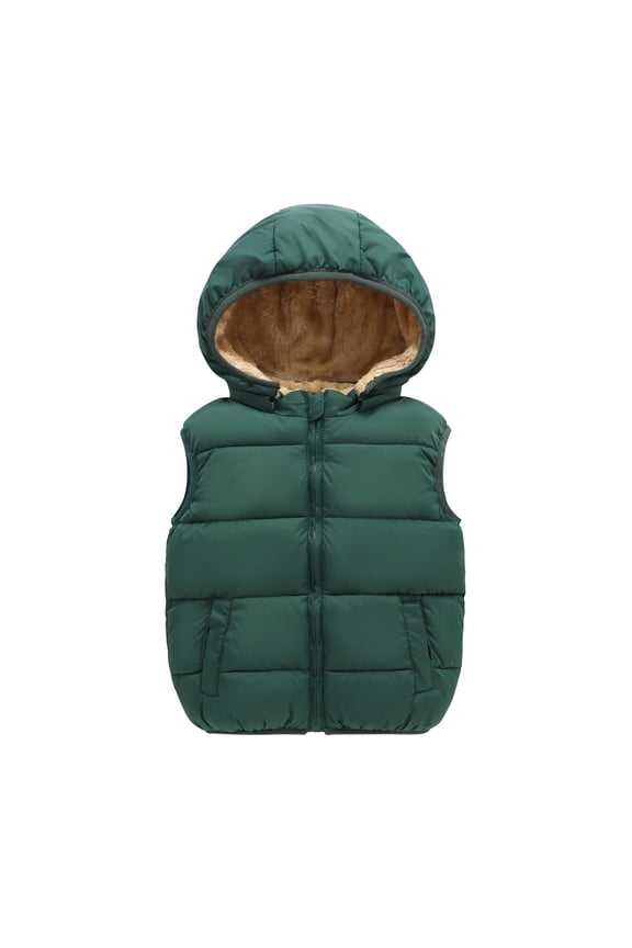 Toddler Kids Girls Vest, Winter Bear Ears Hooded Thicken Windproof Zipper Coat, Baby Boys Jacket Thick Warm Outerwear Clothes Outfits Size 4 Years-5 Years