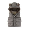 thumbnail image 1 of Toddler Kids Girls Vest, Winter Bear Ears Hooded Thicken Windproof Zipper Coat, Baby Boys Jacket Thick Warm Outerwear Clothes Outfits Size 5 Years-6 Years, 1 of 2