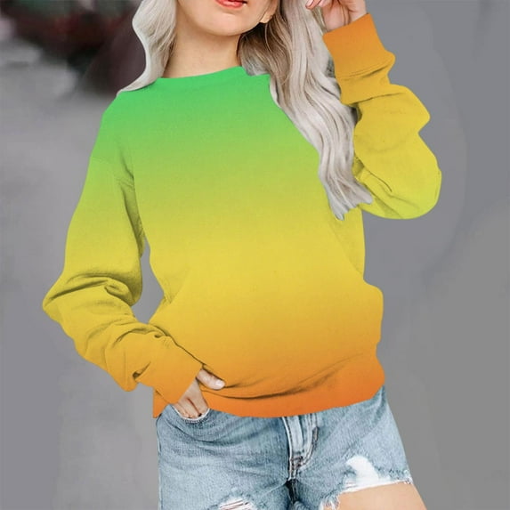 Toddler Kids Gradient Sweatshirt, Boys Girls Pullover Top Long Sleeve Crewneck Soft Casual Sweater