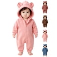 thumbnail image 1 of Toddler Kids Hooded Outfit Jumpsuit Rompers,100%Cotton,Cute Warm Solid Color Long Sleeved Zipper Kids Snowsuit,Winter Kids Essentials, 1 of 6