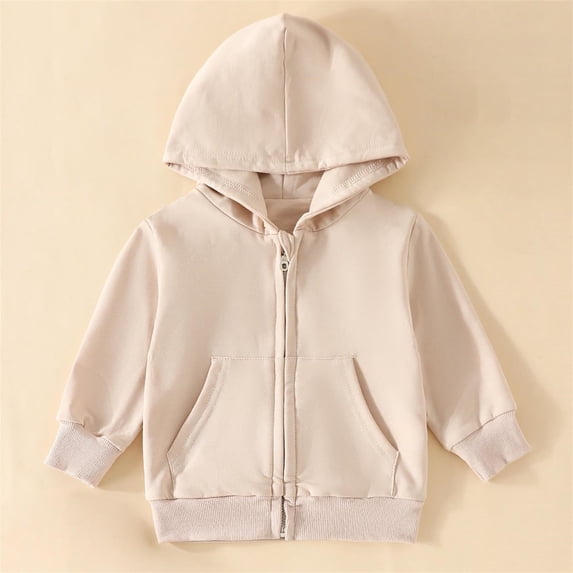 Toddler Kids Hooded Pocket Zipper Outwear Long Sleeve Solid Color Jacket Windproof Long Falls Warm Coat for Girls