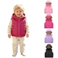 thumbnail image 1 of Toddler Kids Hooded Puffer Vest, Boys Girls Lined Sleeveless Jacket, Warm Zip Up Padded Waistcoat with Pockets for Fall Winter Outerwear(Hot Pink,5-6 Years), 1 of 7