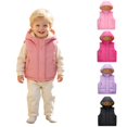 thumbnail image 1 of Toddler Kids Hooded Puffer Vest, Boys Girls Fleece Lined Sleeveless Jacket, Warm Zip Up Padded Waistcoat with Pockets for Fall Winter Outerwear(Pink,5-6 Years), 1 of 9