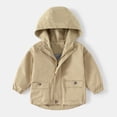 thumbnail image 1 of Toddler Kids Hooded Wind Resistant Jacket, Cartoon Car Embroidered Zip Up Casual Windbreaker Coat with Side Pockets for Boys Khaki A 9-10 Years, 1 of 3
