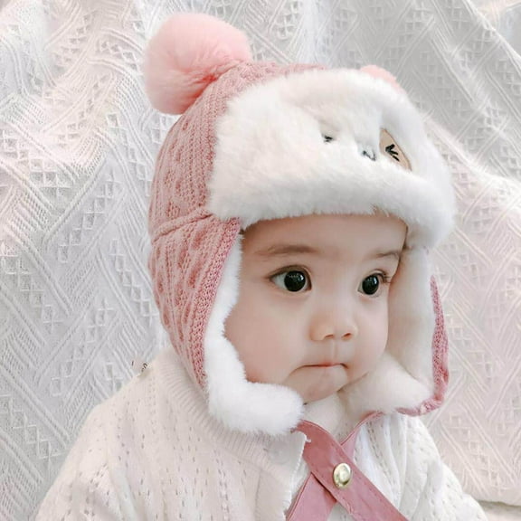 Toddler Kids Infant Winter Hat,Earflap Knit Warm Cap Fleece Lined Beanie for Baby Boys Girls