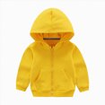 thumbnail image 1 of Toddler Kids Jacket Girls Boys Drawstring Pullover Hooded Comfortable Loose Long Sleeve Solid with Pocket Sweatshirt Coat 6-12 Months 12-24 Months 2T 3T 4T 5T 6T 7T 8T Children Yellow,18-24 Months, 1 of 7