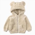 thumbnail image 1 of Toddler Kids Jacket Girls and Boys Full Zip Up Fleece Hooded Jacket Coat Long Sleeve Coat 6-12 Months 12-24 Months 2T 3T 4T 5T 6T 7T 8T Children Beige,6-12 Months, 1 of 4