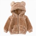 thumbnail image 1 of Toddler Kids Jacket Girls and Boys Full Zip Up Fleece Hooded Jacket Coat Long Sleeve Coat 6-12 Months 12-24 Months 2T 3T 4T 5T 6T 7T 8T Children Khaki,6-12 Months, 1 of 8