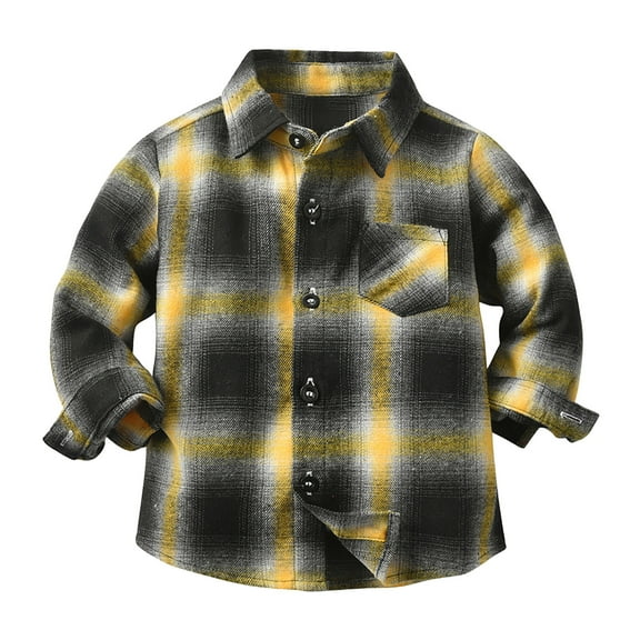 Toddler Kids Jackets Button Up Cute Lattice Pattern Print Baby Boys Girl Coats Long Sleeve Spring Soft Outerwear Tops (6-7Years, Yellow)