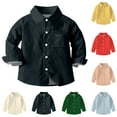 thumbnail image 1 of Toddler Kids Kids Boys Girl Fashion Cute Solid Color Pocket Print Long Sleeves Casual School Uniform Top Shirt, 1 of 7