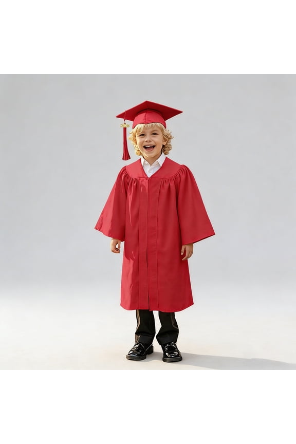 Toddler Kids Kindergarten Graduation Cap and Gown with Gold Stole Graduation Red Cap and Gown Outfit Graduation Dress Outfit
