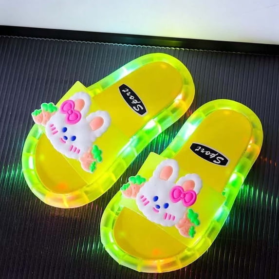 Toddler Kids Light Up Slide Sandals Soft LED Flashing Slippers Casual Summer Shoes for Boys Girls Indoor Outdoor Yellow Size 9-9.5 Years