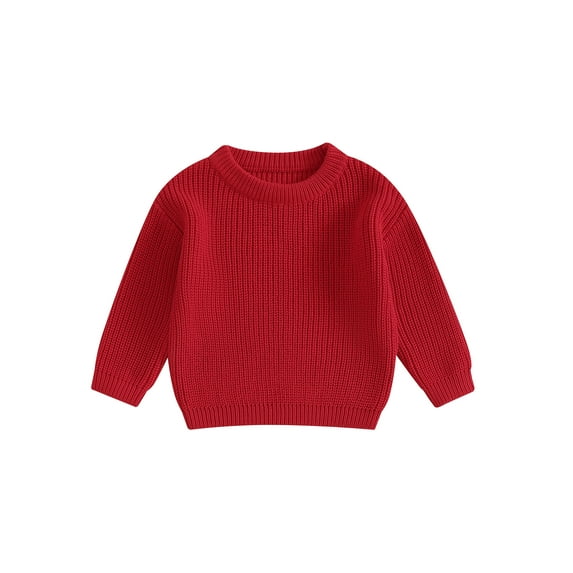 Toddler Kids Little Boy Girl Knit Sweater 0 3 6 9 12 18 24 Months 2T 3T 4T 5T Causal Solid Color Crew Neck Long Sleeve Pullover Tops for Fall Winter