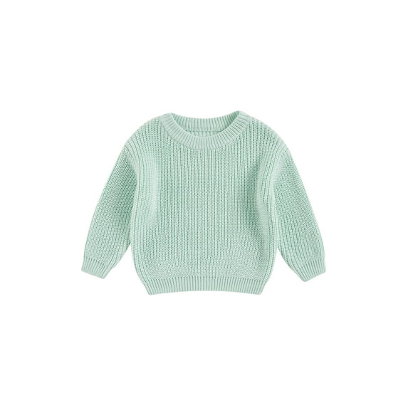 Toddler Kids Little Boy Girl Knit Sweater 0 3 6 9 12 18 24 Months 2T 3T 4T 5T Causal Solid Color Crew Neck Long Sleeve Pullover Tops for Fall Winter