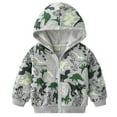 thumbnail image 1 of Toddler Kids Little Boys Long Sleeve Dinosaur Print Zip Hooded Jacket Coat, 1 of 2