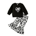 thumbnail image 1 of Toddler Kids Little Girls 2PCS Fall Clothing Sets 6 12 18 24 Months 2T 3T 4T Long Sleeve O Neck Tops Leopard Print Flared Pants Clothing Set, 1 of 9