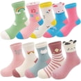 thumbnail image 1 of Toddler Kids Little Girls Cute Cotton Crew Socks 10 Pack, 1 of 5