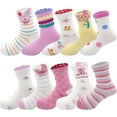 thumbnail image 1 of Toddler Kids Little Girls Cute Cotton Crew Socks 10 Pack, 1 of 8