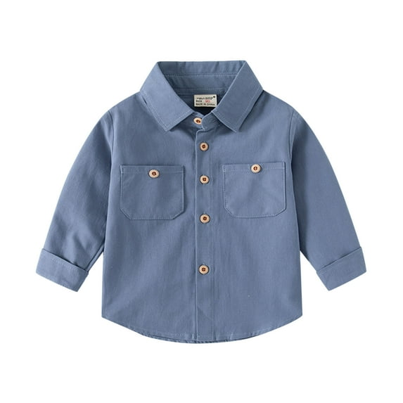 Toddler Kids Long Sleeve Button - Down T-Shirt Spring Fall Shirt & School Style Top For School Formal Casual Outfit,Size:5-6 Years