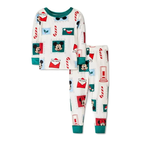 Disney Infant Boys Mickey Mouse Velour Christmas Pajama Sleep Set 2T