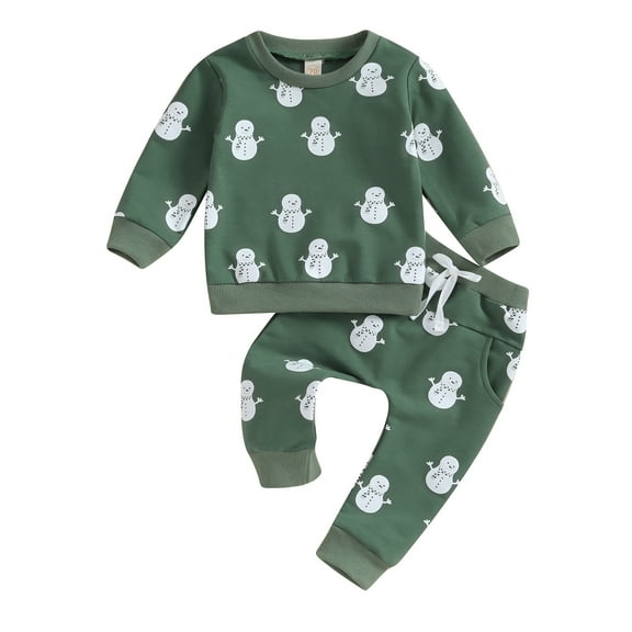 Toddler Kids Newborn Baby Boys Girls Christmas Clothes Sets 6M 12M 18M 24M 3Y Snowman Print Long Sleeve O-neck Sweatshirts Pants Xmas Outfits