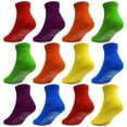 thumbnail image 1 of Toddler Kids Non Slip Socks- 12 Pairs Anti Slip Socks for Girls Boys 1-7 Years Old Everyday Wear, Assorted Colors Children Socks with Grip(#2 Rainbow,5-7 Years), 1 of 5