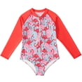 thumbnail image 1 of Toddler Kids One Piece Rashguard Long Sleeve Swimwear Swimsuit,with UPF 50+ Sun Protection for Girls 2-12T, 1 of 8