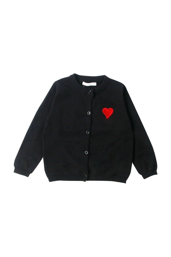 Toddler Kids Open Front Button Down Knit Cardigans Boys Girls Love Heart Knit Sweaters Coat for Fall Winter Spring