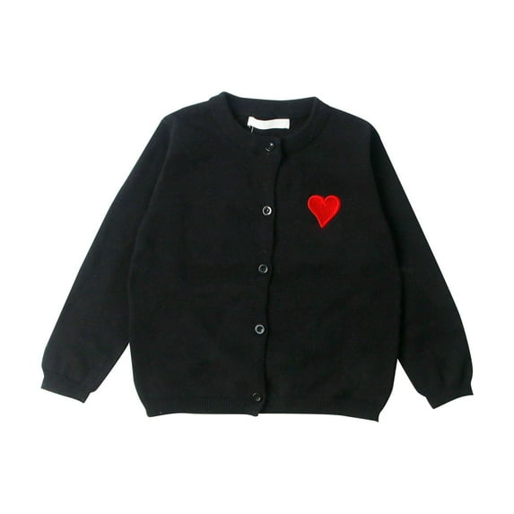 Toddler Kids Open Front Button Down Knit Cardigans Boys Girls Love Heart Knit Sweaters Coat for Fall Winter Spring