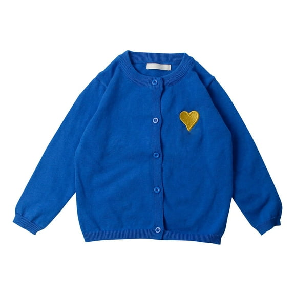 Toddler Kids Open Front Button Down Knit Cardigans Boys Girls Love Heart Knit Sweaters Coat for Fall Winter Spring