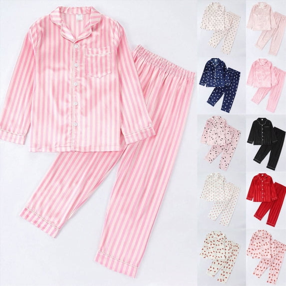 Toddler Kids Pajama Fall Winter Long Sleeve Button Funny Pattern Sleepwear Set 6 12 24 Months 1T 2T 3T 4T 5T 6T Children White,13-14 Years