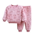 thumbnail image 1 of Toddler Kids Pajamas Fall Winter Floral Jacquard Homewear Girls Boys Fuzzy Two Piece Set Sleepwear Clothes Suit Loungewear, 1 of 3