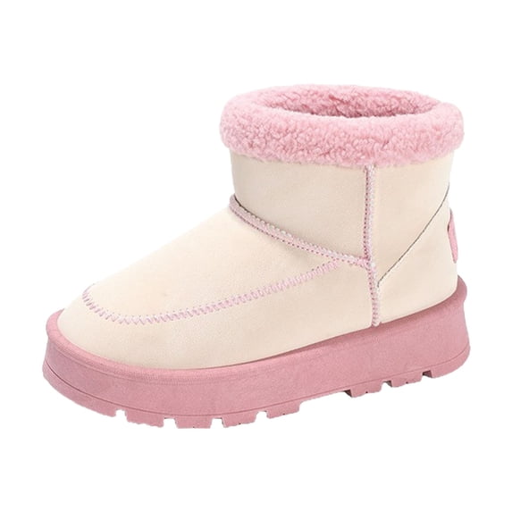 Toddler Kids Platform Snow Boots for Boys Girls Fleece Lined Non Slip Outdoor Hiking Boot Comfortable Wide Calf Winter BootsPink Size 2 Big Kids