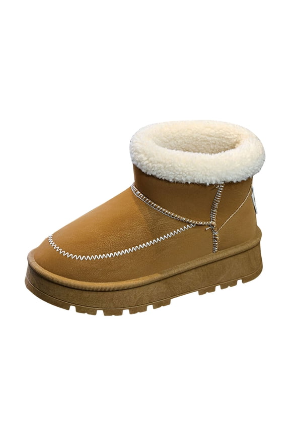 Toddler Kids Platform Snow Boots for Boys Girls Fleece Lined Non Slip Outdoor Hiking Boot Comfortable Wide Calf Winter BootsYellow Size 1 Big Kids