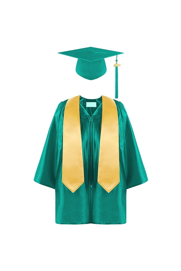 Children Preschool Graduation Cap and Gown with Tassel Green Cap and Gown for Kids Class of 2025 Tassel Set