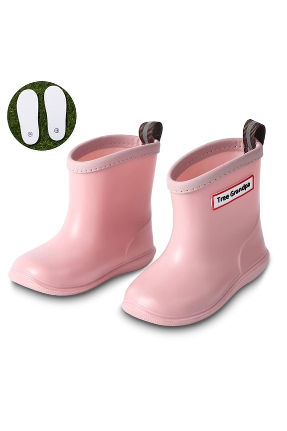 Toddler Kids Rain Boots for Boys Girls, Anti-Slip Rubber Rainboots, Pink(Size 6)