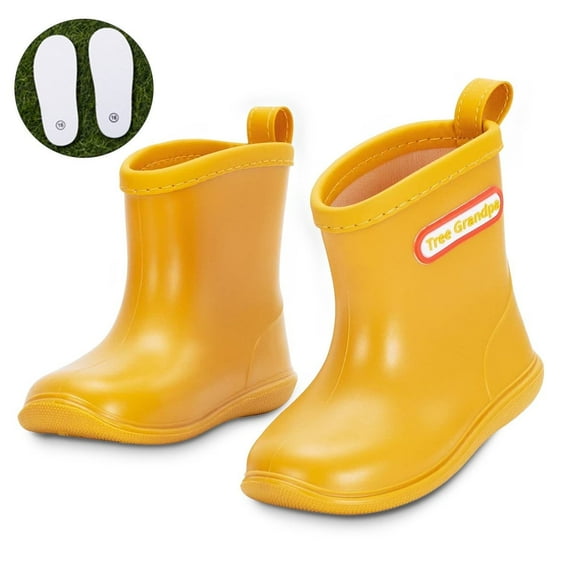 EONROACOO Toddler Kids Rain Boots for Boys Girls, Anti-Slip Waterproof Boots,Yellow(Size 5)